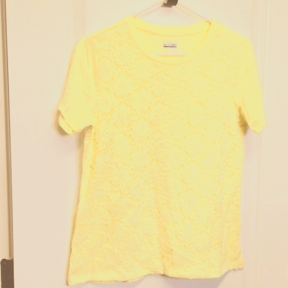 BEAUTIFUL Yellow Lace Front Overlay Blouse